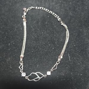 .925 Silver Interlocking Heart Bracelet 9in